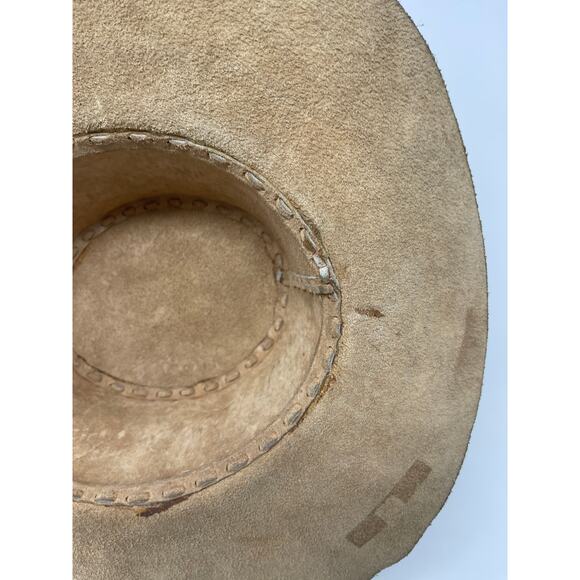 Vintage Leather Stitch Hand Painted Sunflower Wide Brim Ladies Hat ~AMAZING OOAK - Picture 14 of 16